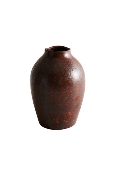 ROUGH-EFFECT CERAMIC VASE - Khaki by Zara