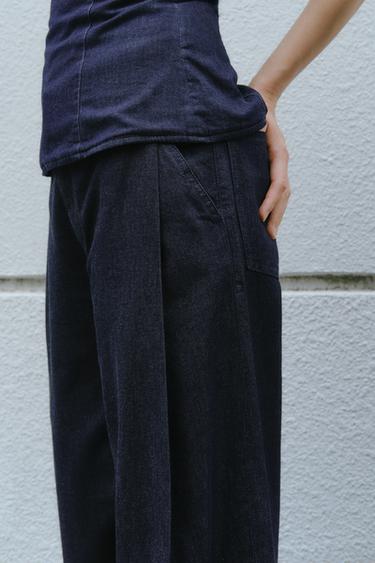 TRF ダーツ入りデニムパンツダークインディゴブルーZaraのTRF ダーツ入りデニムパンツ - ダークインディゴブルー 