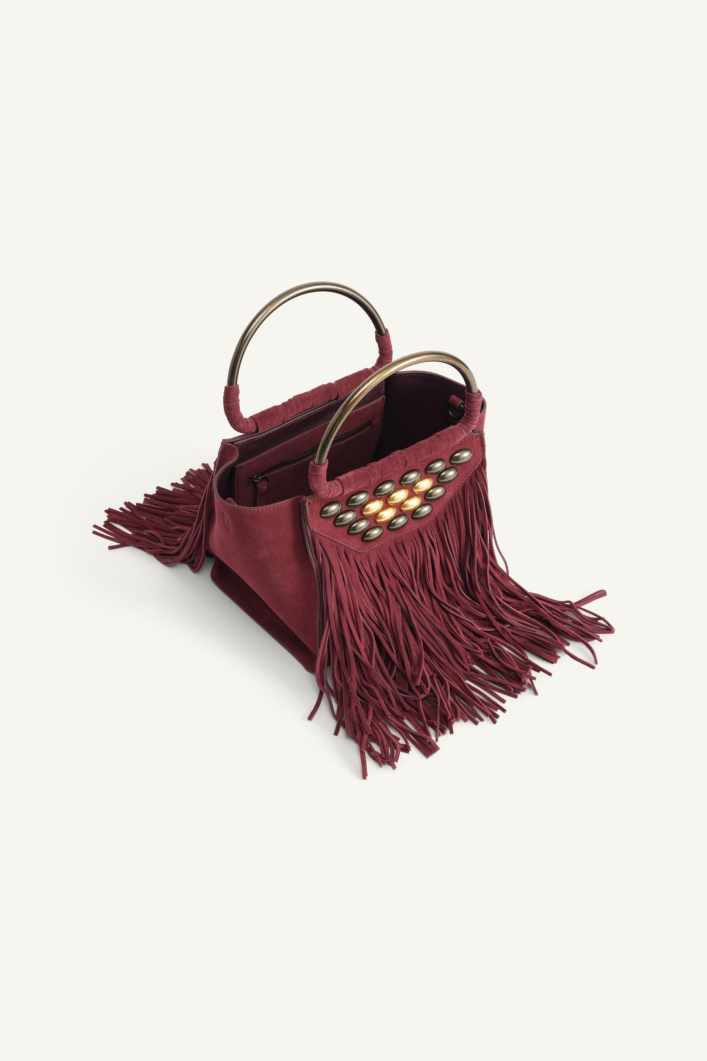 LIMITED EDITION SUEDE FRINGE MINI CITY BAG - Burgundy Red