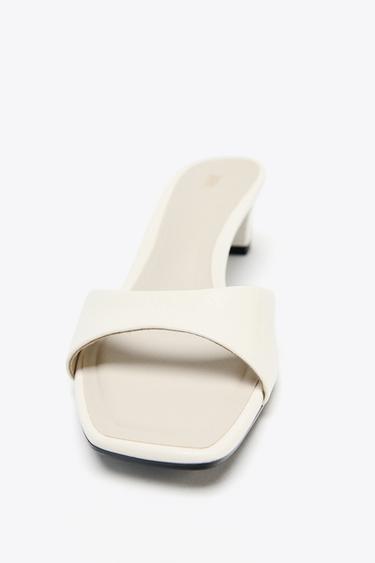 LOW-HEEL LEATHER SANDALS - Ecru White by Zara - Image 5
