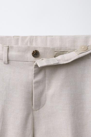 COTTON AND LINEN SUIT TROUSERS - Ecru by Zara - Image 2