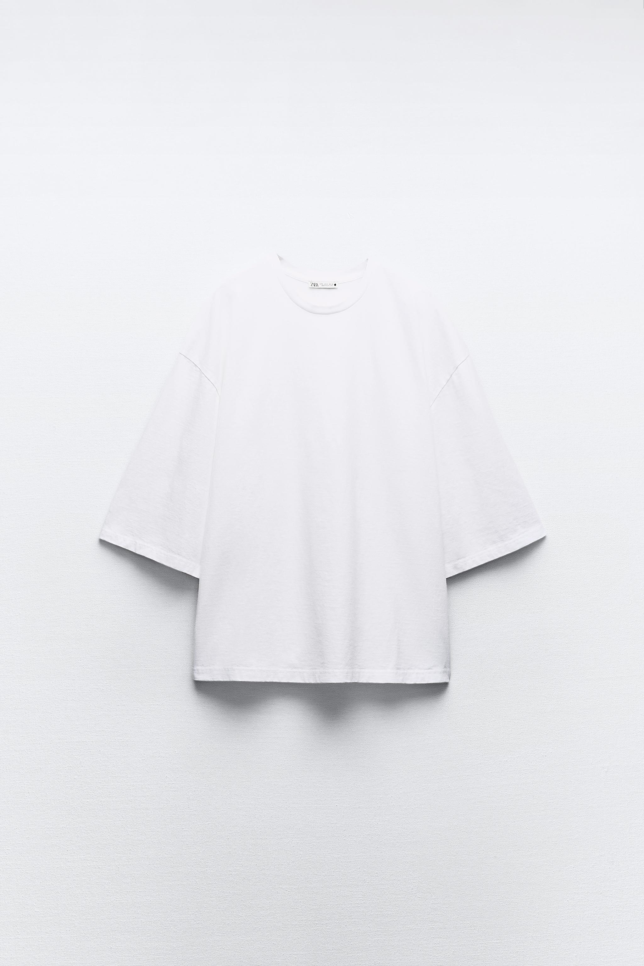 オーバーサイズ コットンTシャツ - ホワイト | ZARA Japan / 日本