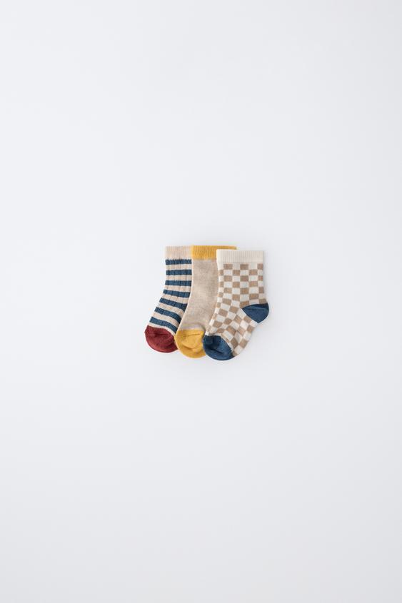 3-PACK OF STRIPED AND CHECK ANKLE SOCKS - Multicoloured de Zara - Imagen 0