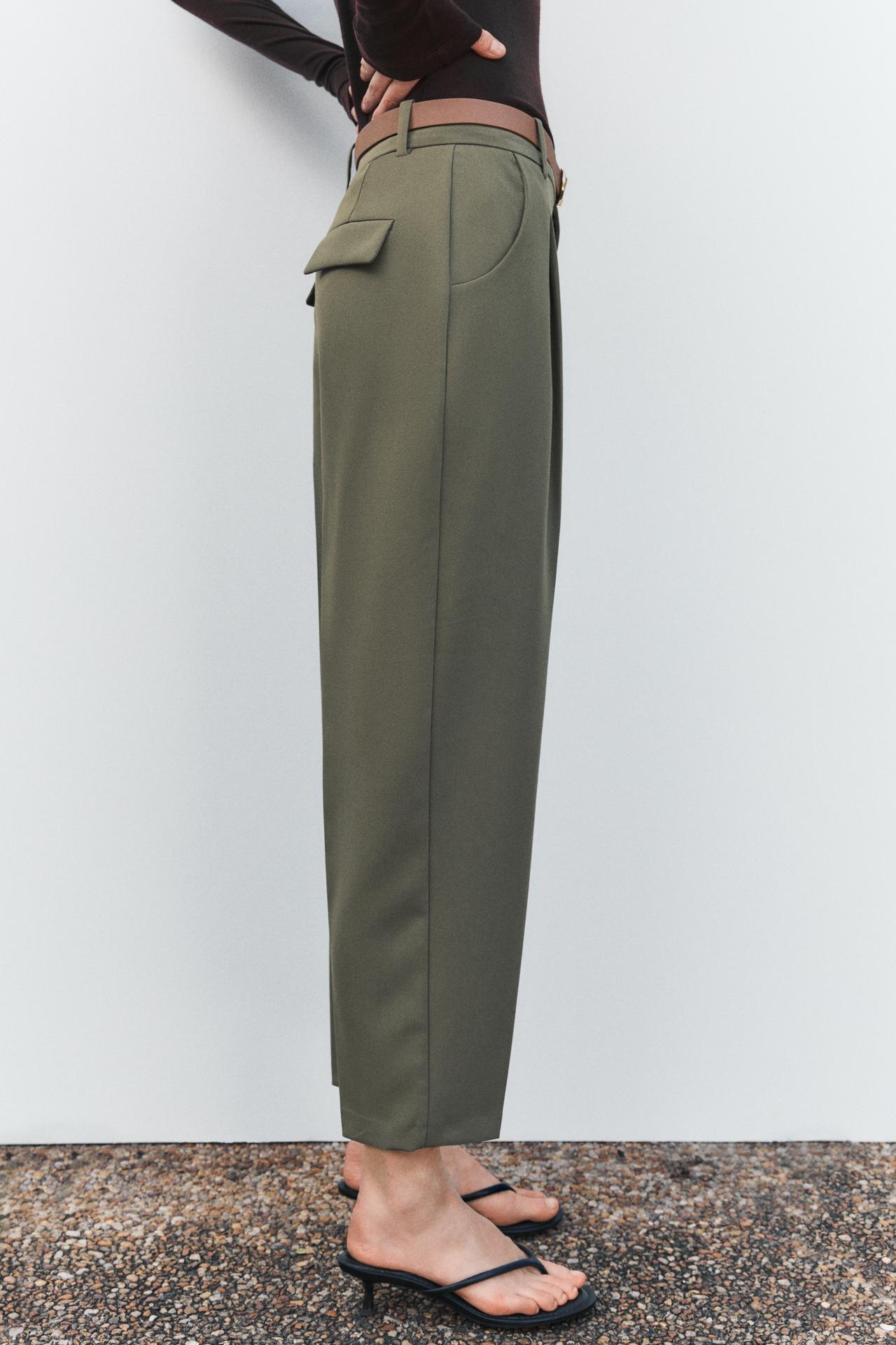 PLEATED BELTED PANTS