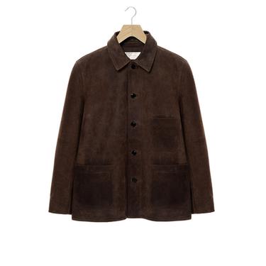 BLOUSON EN CUIR DAIM EFFET VINTAGE - Vert gris de Zara