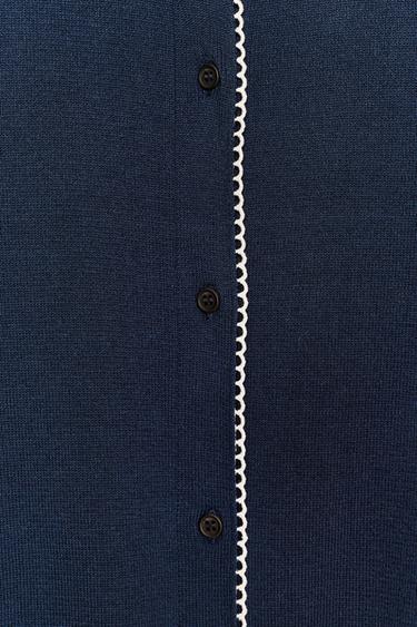 PETER PAN COLLAR KNIT CARDIGAN - Navy blue by Zara