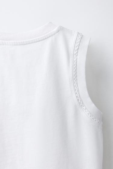 T-SHIRT LOURD EN JERSEY BRODÉ - Blanc de Zara - Image 3