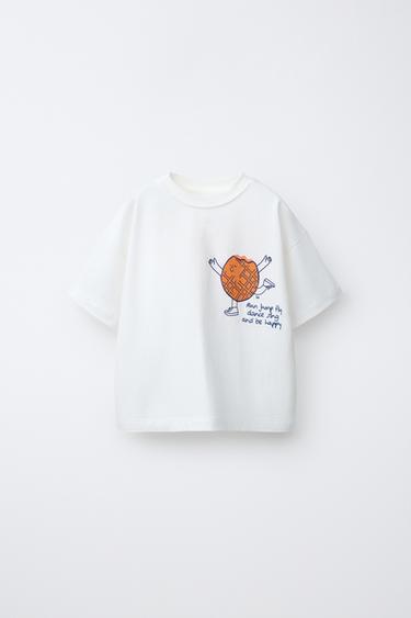 EMBROIDERED T-SHIRT - Oyster-white by Zara