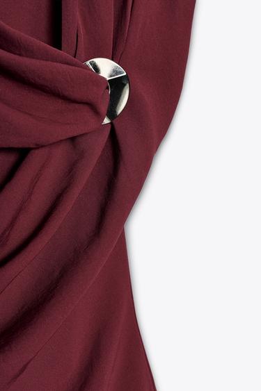 GOLD APPLIQUÉ MIDI DRESS - Raspberry by Zara - Image 8