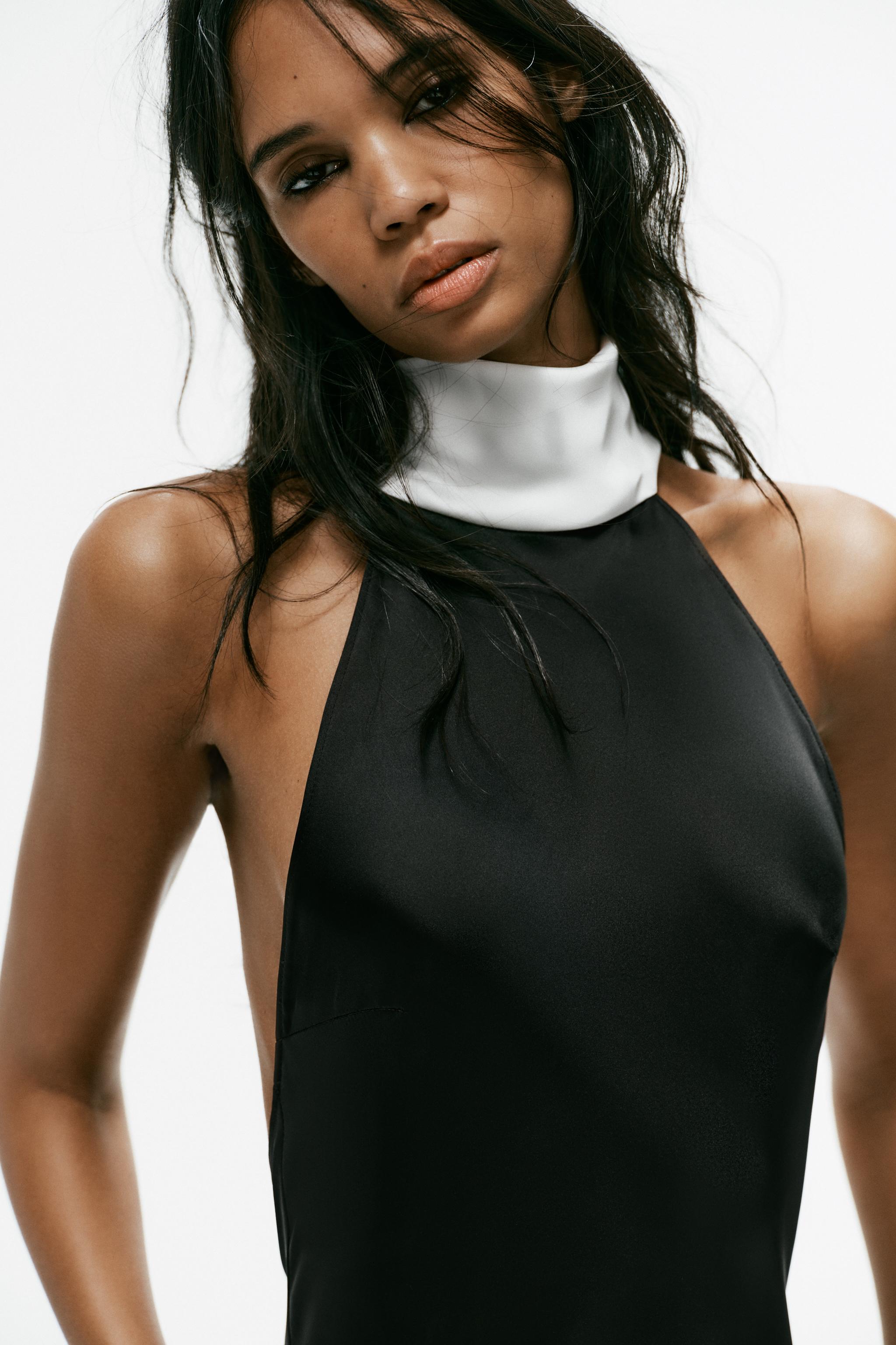 SATIN TIE-DETAIL MAXI DRESS