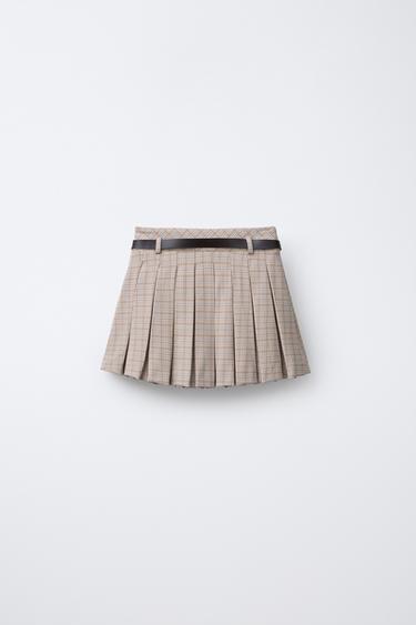 PLEATED SKIRT WITH BELT - camel by Zara - Image 1