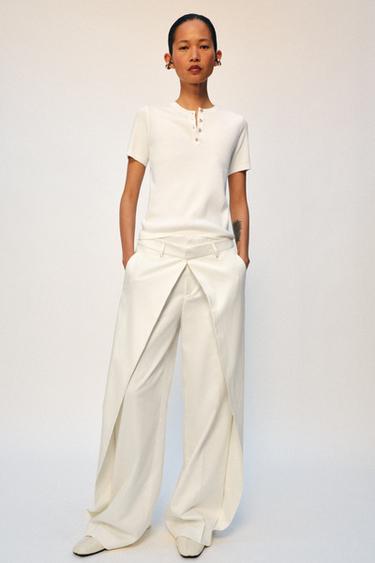 KNIT BUTTON-UP TOP - White by Zara - Image 3