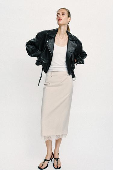 LACE MIDI SKIRT - Bone by Zara