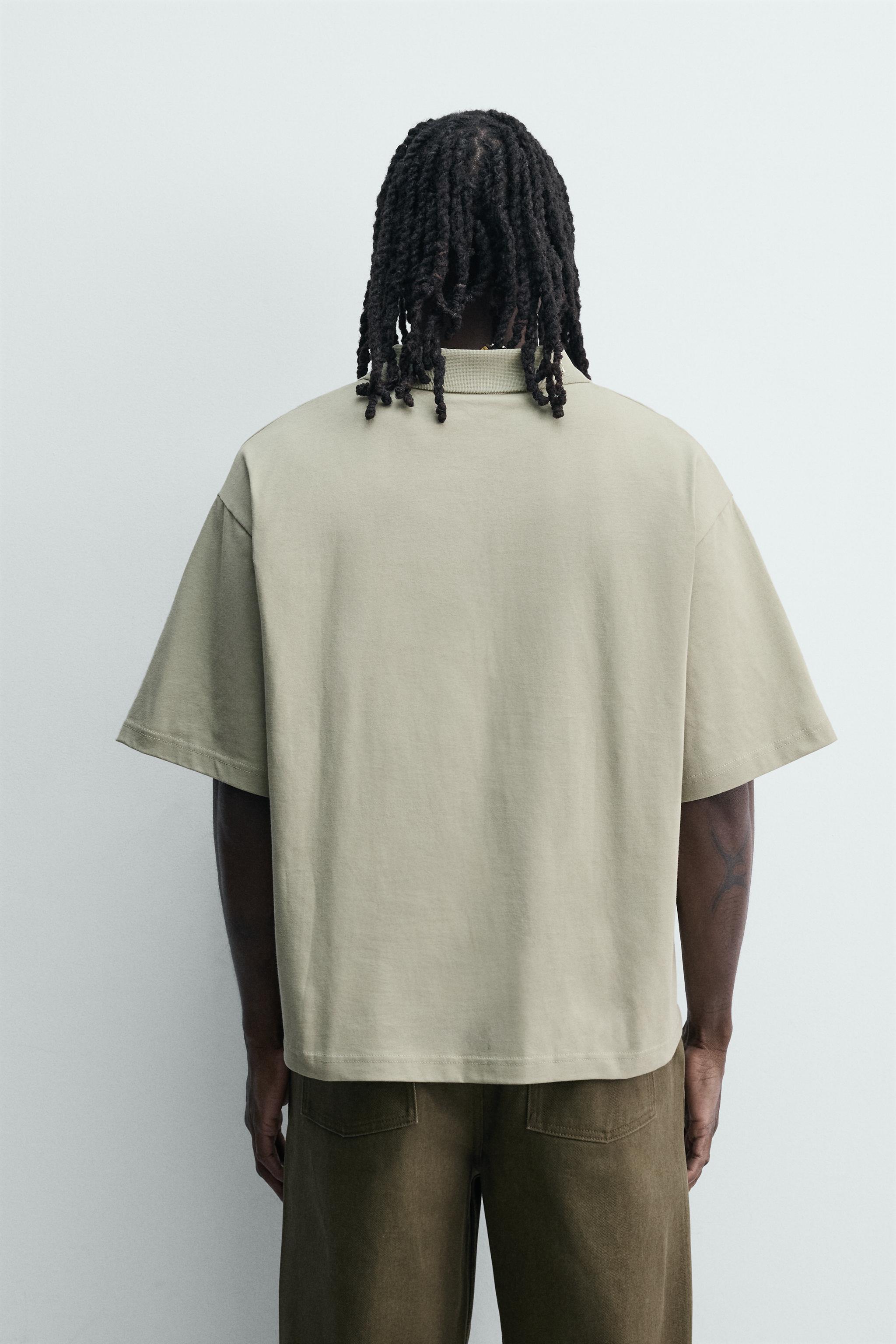 RELAXED FIT PRINTED TEXT POLO SHIRT - Light green | ZARA United States