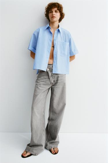 CHEMISE EN POPELINE AVEC POCHE - Bleu clair de Zara - Image 0