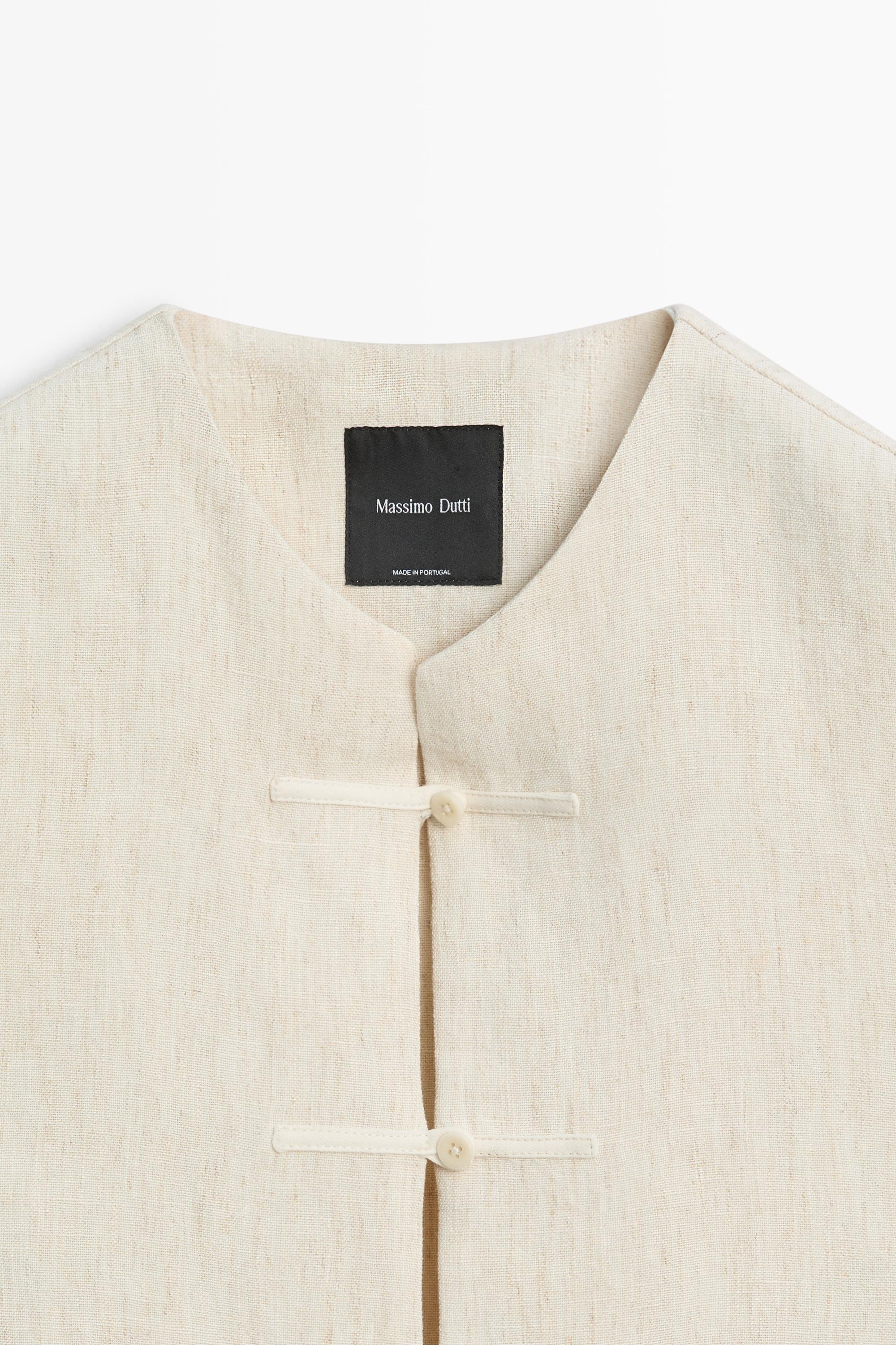 Linen blend button-detail vest
