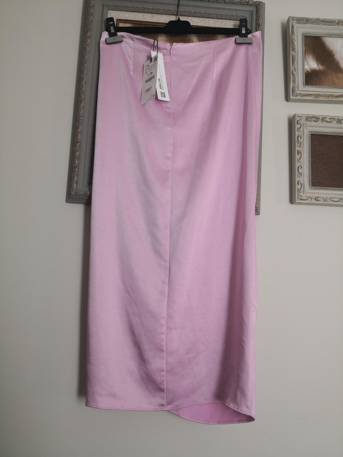 SATIN MIDI SKIRT WITH GATHERING - Image 3