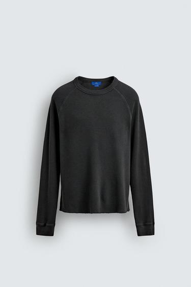 AARON LEVINE X ZARA WAFFLE-KNIT STRUCTURED T-SHIRT - Anthracite grey by Zara