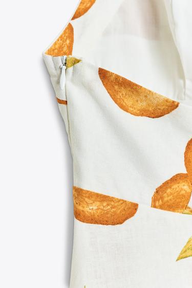 ROBE IMPRIMÉE AVEC LIN - Orange de Zara - Image 6