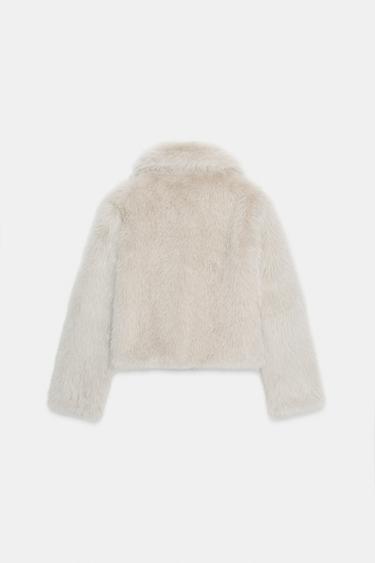 MANTEAU COURT EFFET FOURRURE ZIP - Gris de Zara - Image 6