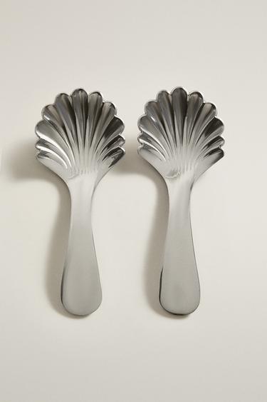 PACK OF STEEL SHELL DESSERT SPOONS - Steel by Zara