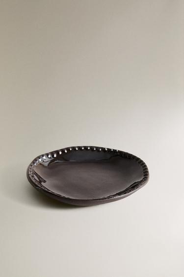 STONEWARE MINI PLATE WITH RAISED DESIGN - Brown by Zara - Image 1