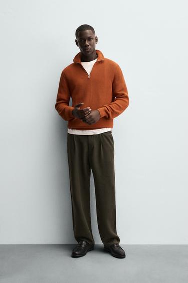 PURL KNIT SWEATER WITH ZIP - Orange by Zara