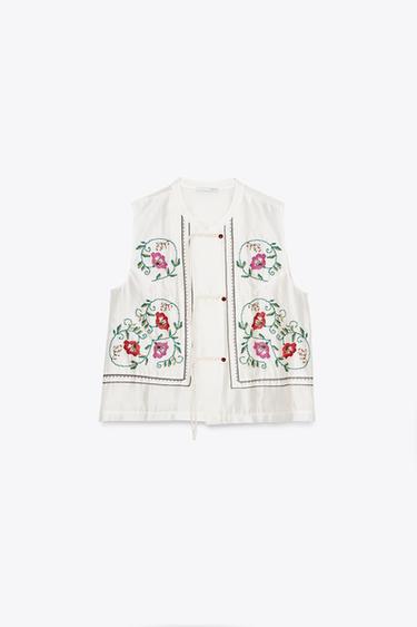 TOP FLEURS BRODÉES - Écru de Zara - Image 4