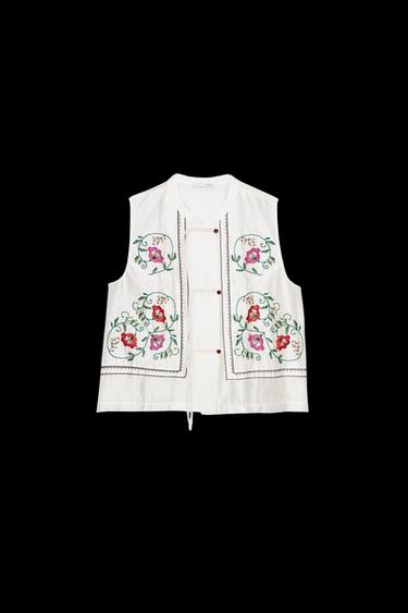 TOP FLORES BORDADAS - Crudo de Zara - Imagen 0