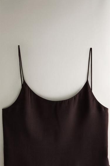 SILK T-SHIRT - Dark brown by Zara - Image 1
