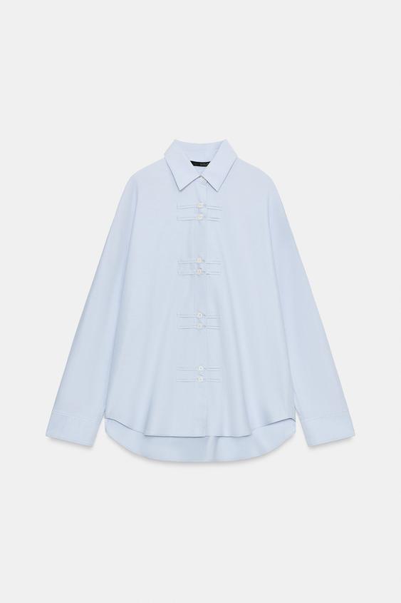 ZW COLLECTION OXFORD SHIRT WITH FROG FASTENING - Sky blue by Zara - Image 0