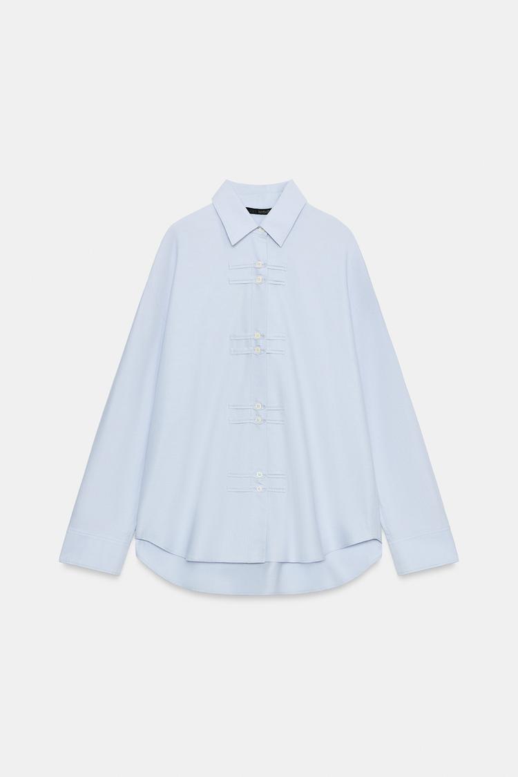 ZW COLLECTION OXFORD SHIRT WITH FROG FASTENING