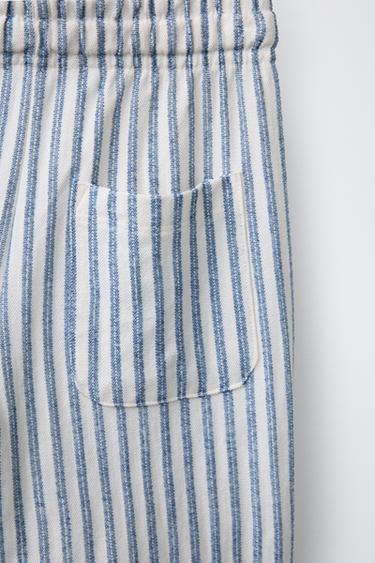 SHORT RUSTIQUE À RAYURES - Bleu marine / Blanc de Zara - Image 3