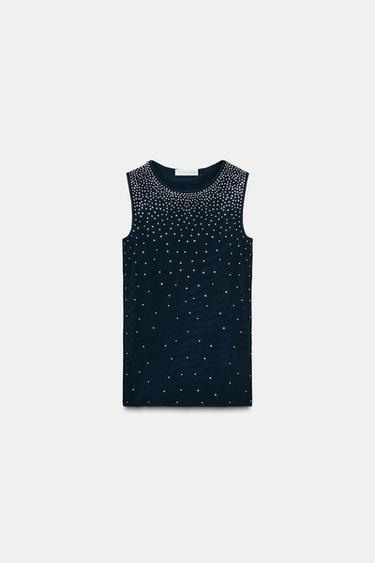 Zara SPARKLY TOP - Charcoal gray