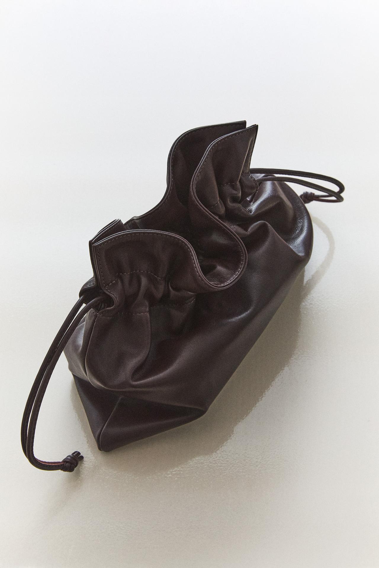 LEATHER NAPA CLUTCH BAG — Burgundy Red