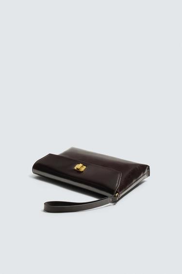 SAC ENVELOPPE EN CUIR - Marron de Zara - Image 3