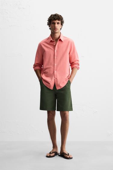 FADED TEXTURED BERMUDA SHORTS - Greenish by Zara
