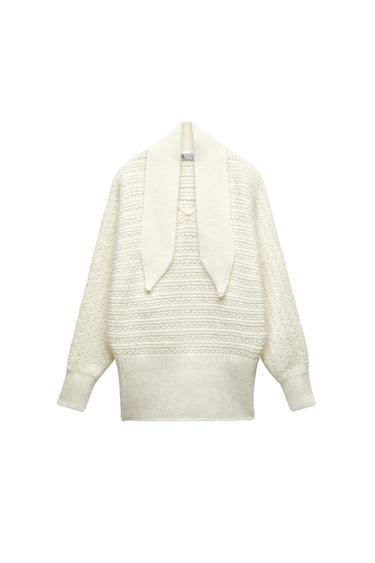 KNIT SWEATER WITH TIED NECK