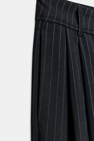 PINSTRIPED TROUSERS WITH DARTS AND POCKET FLAPS - Navy / White by Zara - Image 8