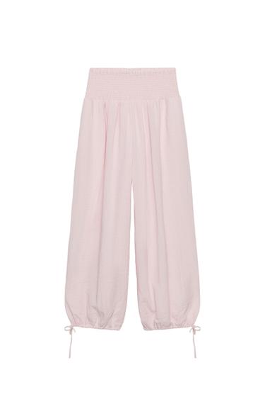 KALHOTY BAGGY S ELASTICKÝM PASEM - Světle růžová od Zara