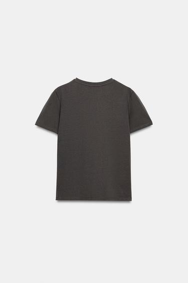 Zara RUSTIC COTTON T-SHIRT - Charcoal