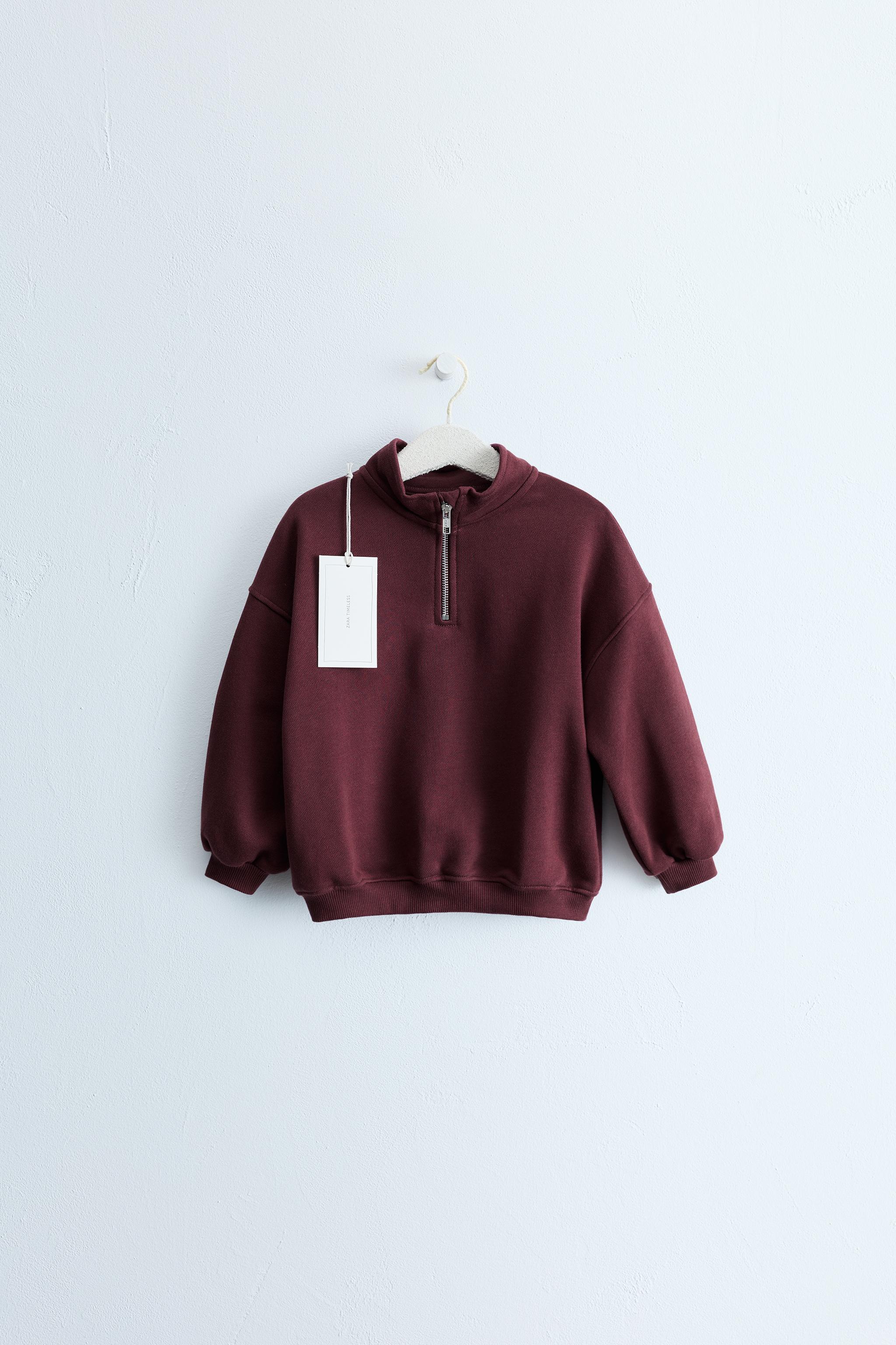 ZARA TIMELESS - PLAIN ZIP SWEATSHIRT — Burgundy