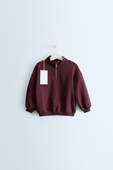 ZARA TIMELESS - MOLETOM LISO COM ZÍPER - Borgonha da Zara - Imagem 0