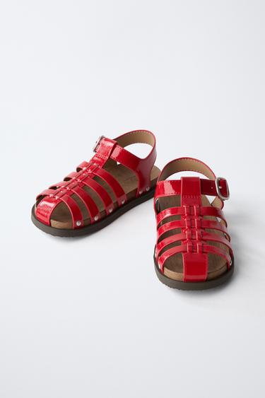 STUDDED CAGE SANDALS - Red by Zara - Image 2