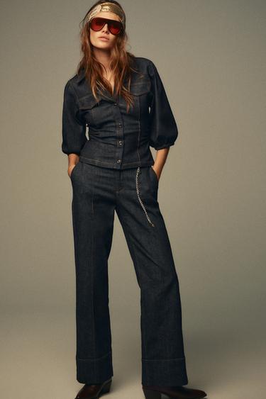 Z1975 BOOTCUT DENIM TROUSERS - Blue by Zara