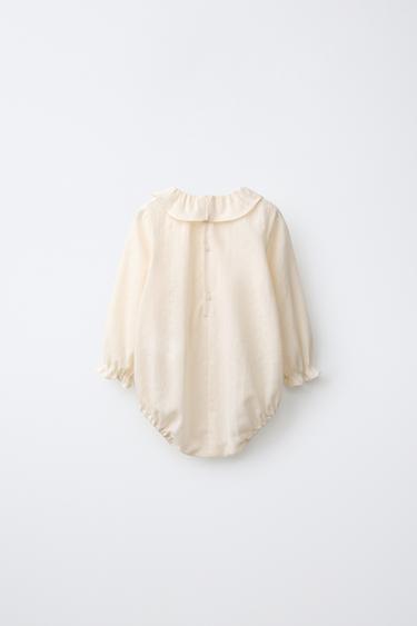 JACQUARD BODYSUIT WITH RUFFLES — Ecru 2