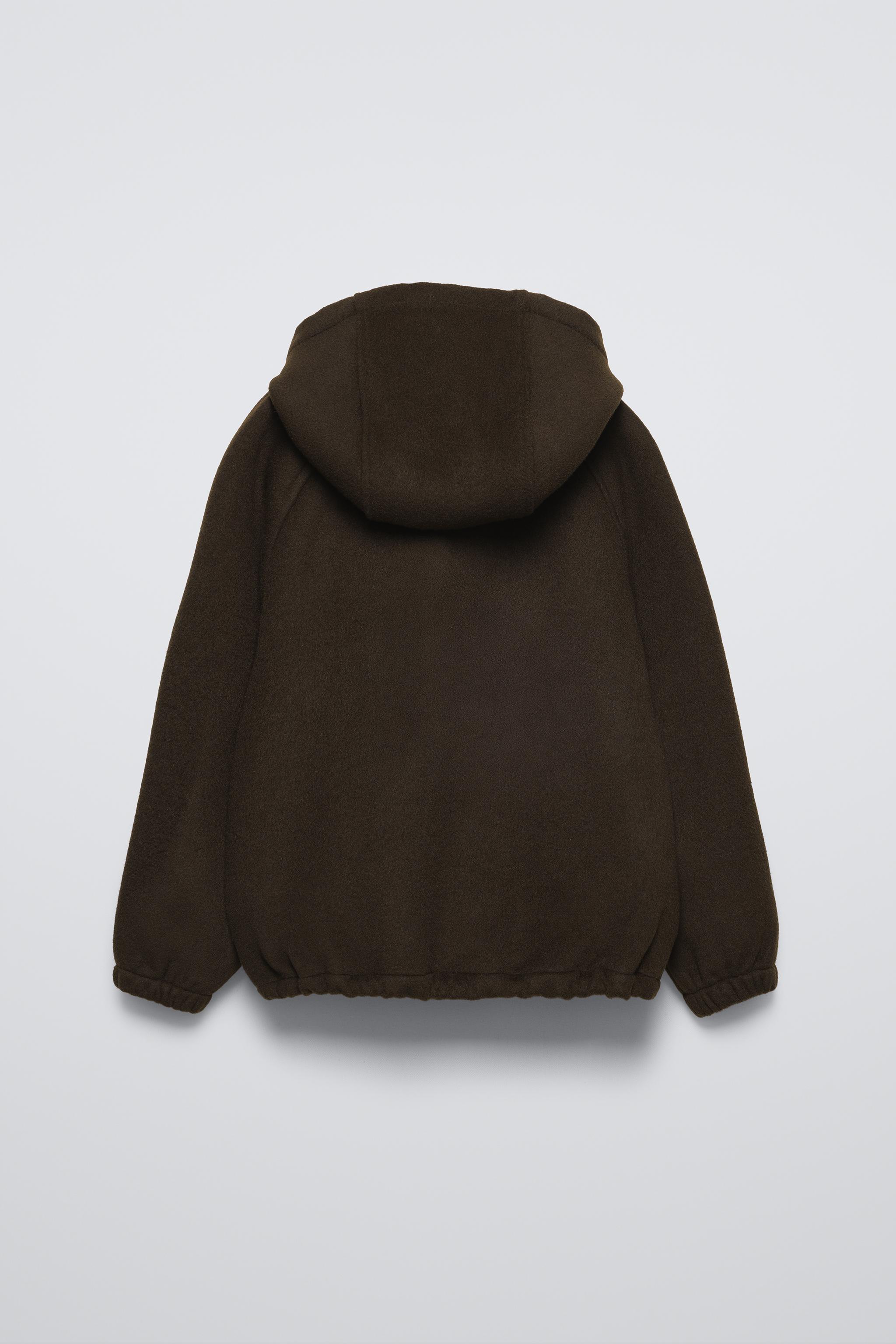 CROPPED HOODED COAT WITH WOOL Brown ZARA Turkey