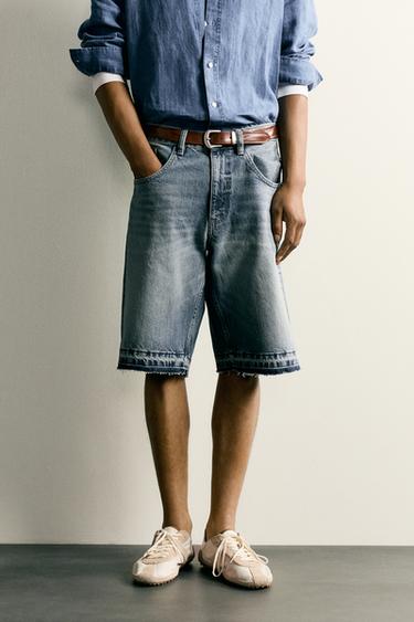 BERMUDES DENIM RELAXED FIT - Blau de Zara