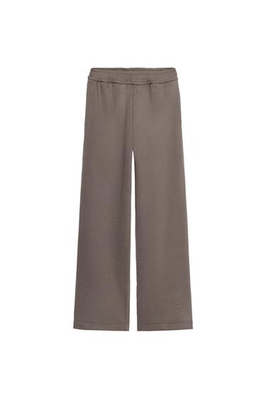 WIDE-LEG PLUSH TROUSERS