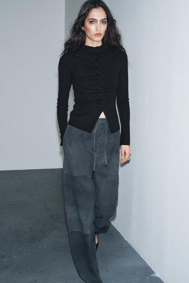 DRAPED KNIT CARDIGAN - Black by Zara